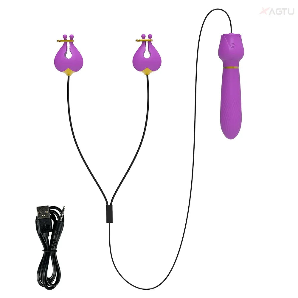 G-Spot Vibrator with Nipple Clamps