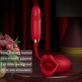 Wide Mouth Rose Vibrator with Thrusting Dildo