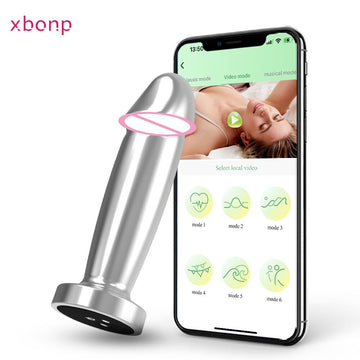 Metal APP Anal Plug Vibrator Wireless Bluetooth Remote Control Butt Plug Massager Anal Trainer Sex Toys for Women Men Adult 18