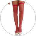 Lace over-the-knee fishnet hosiery