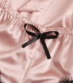 Floral Trim Satin Underwear Pajama Set